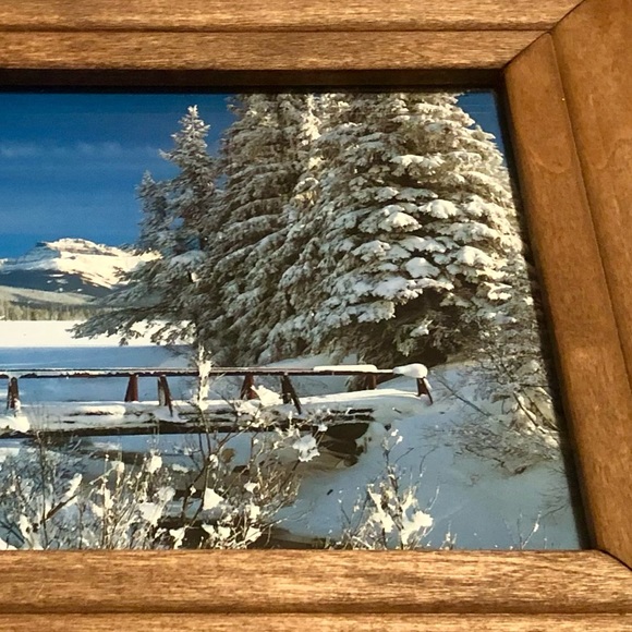 Vintage Winter Mountain Landscape Wood
Frame Art Print Rustic Cabin Farmhouse - Picture 3 of 7